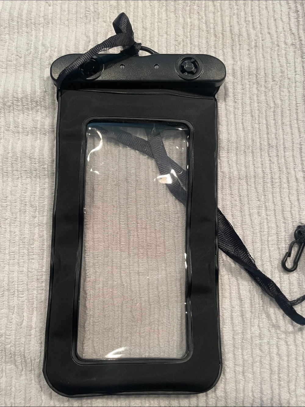 Black Waterproof Phone Pouch with Adjustable Lanyard